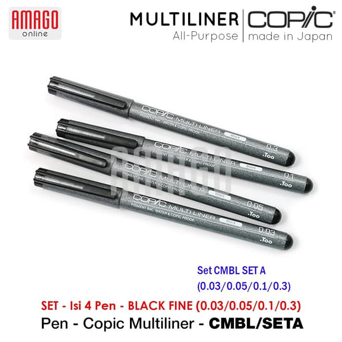 COPIC MULTILINER BLACK FINE (4 PCS/SET) - CMBL/SETA