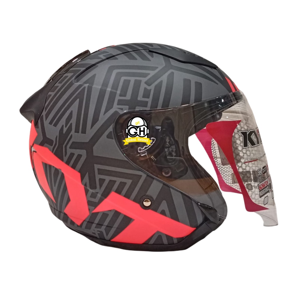 HELM GALAXY FLAT R NEON MATT GORILLA FUXIA DOUBLE VISOR HALF FACE