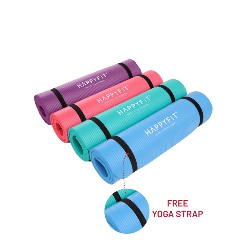 Happyfit Matras Olahraga NBR 10MM /Exercise/Gym Mat INCLUDE STRAP / Matras Yoga Termurah