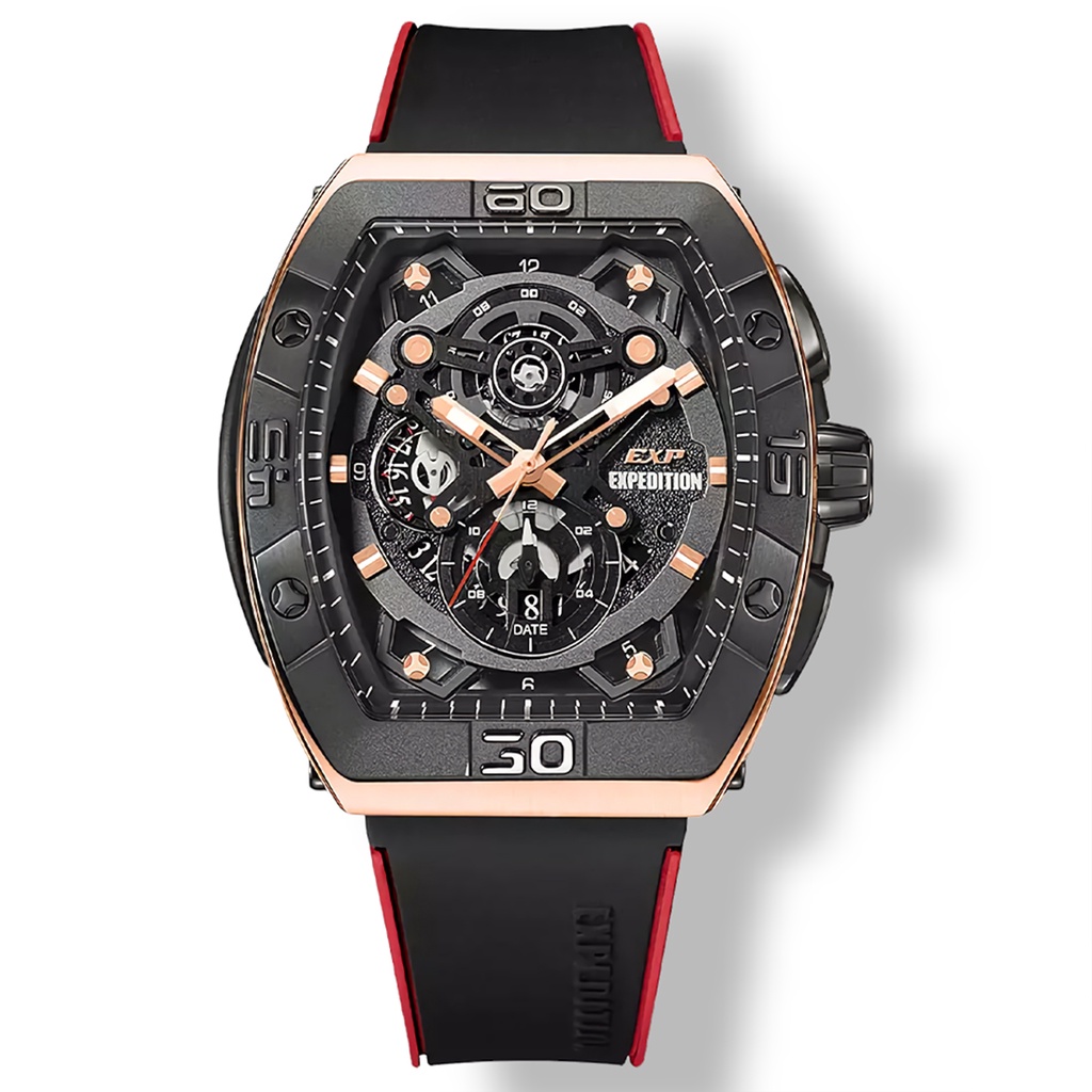 Expedition 6800 MCRBRBA - Jam Tangan Pria - Rosegold - Black Rubber Strap