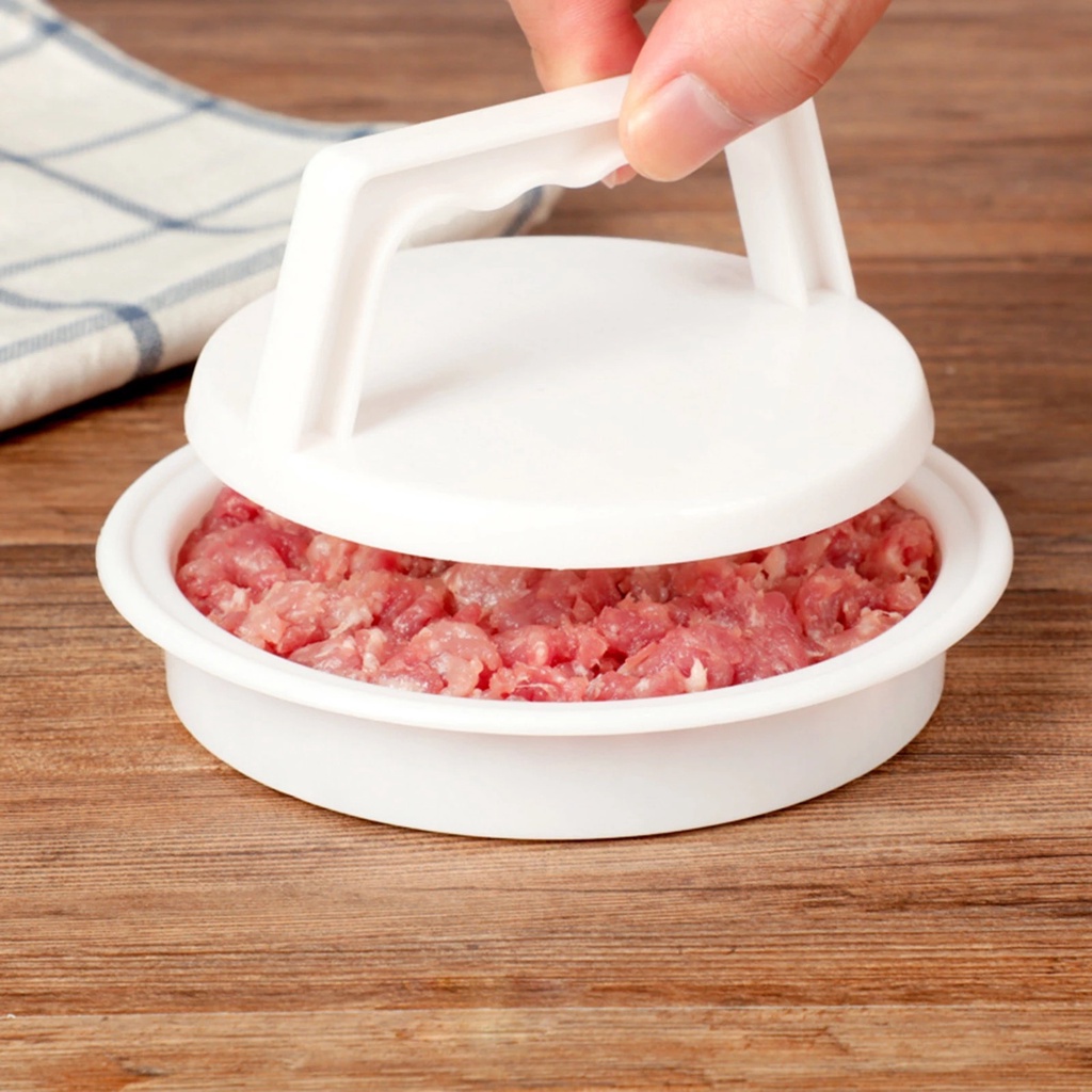 Cetakan Daging Burger / Bbq Handmade Diy Bentuk Bulat Bahan Plastik