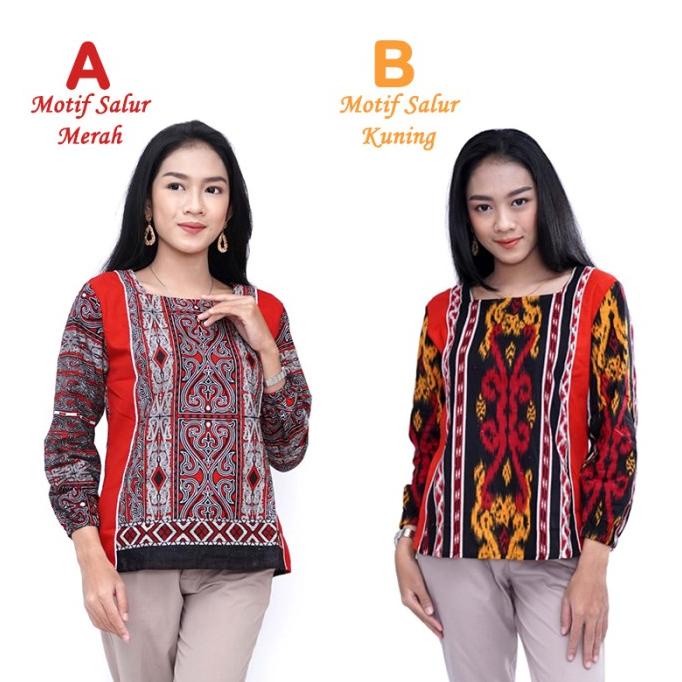 Atasan Batik Wanita Motif Tenun Unique - Blouse Batik Wanita Termurah