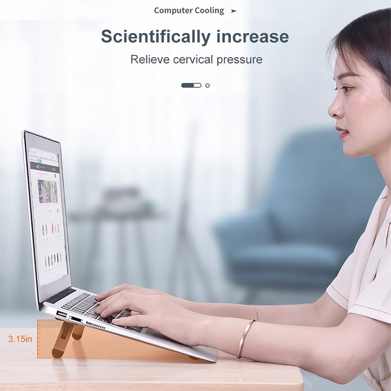 Portable Laptop Stand,Foldable Notebook Stand Holder,Laptop Computer Cooling Invisible Black Bracket-3