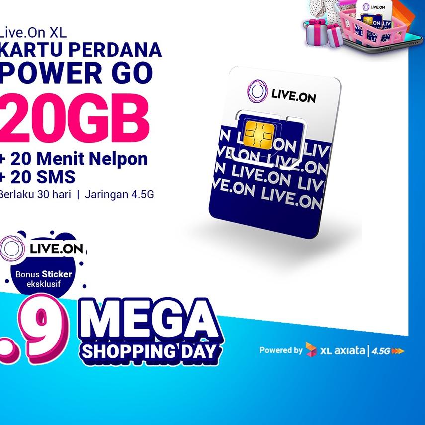 ✨9.9✨ COD Kartu Perdana Live.On XL Power Go 20GB (30 hari) + Sticker A grosir