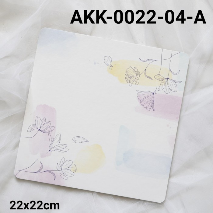 

GR-AKK-0022-04 CAKE BOARD TATAKAN ALAS KUE KOTAK 22CM BUNGA WATERCOLOR BEST SELLER