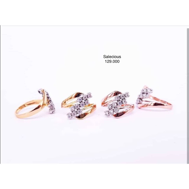 Cincin perhiasan Lapis emas luxury dengan zircon italy asli