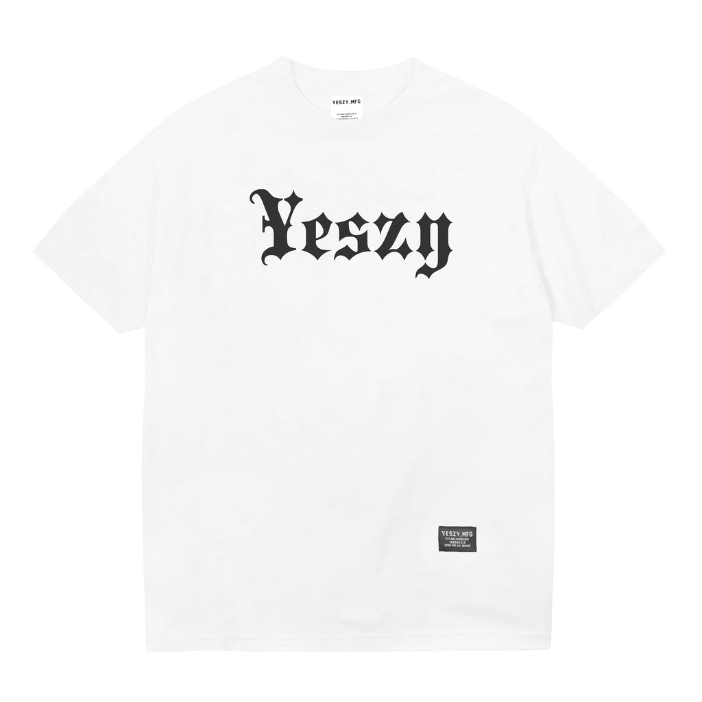 YESZY.MFG Tshirt White Letter F Black