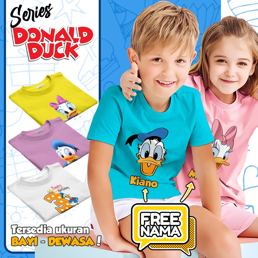 Baju Kaos ANAK DAN DEWASA DONALD DUCK COUPLE (FREE NAMA)