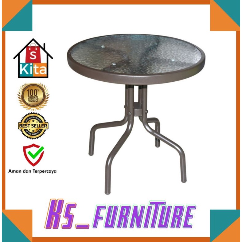 Meja teras/Meja Kopi/Meja Ruang tamu/meja taman/Meja BULAT/meja kaca