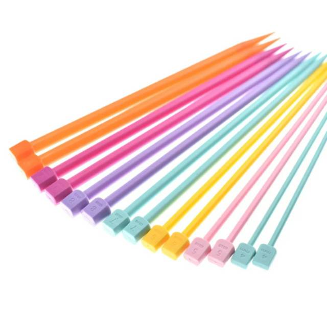 breien breypen knitting needle plastik colorfull/ jarum knit plastik 1set 7 pasang 25cm