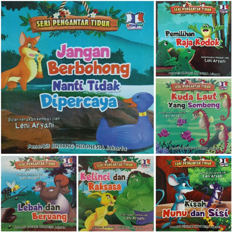 Buku Cerita Seri Pengantar Tidur, Buku Cerita Bergambar, Buku Dongeng, Bilingual & Full Color