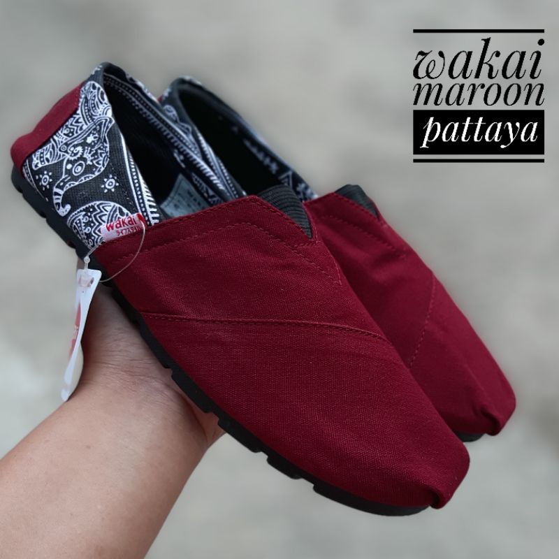 WAKAI motif limited edition sol karet pria wanita GRADE ORI-Maroon pattaya