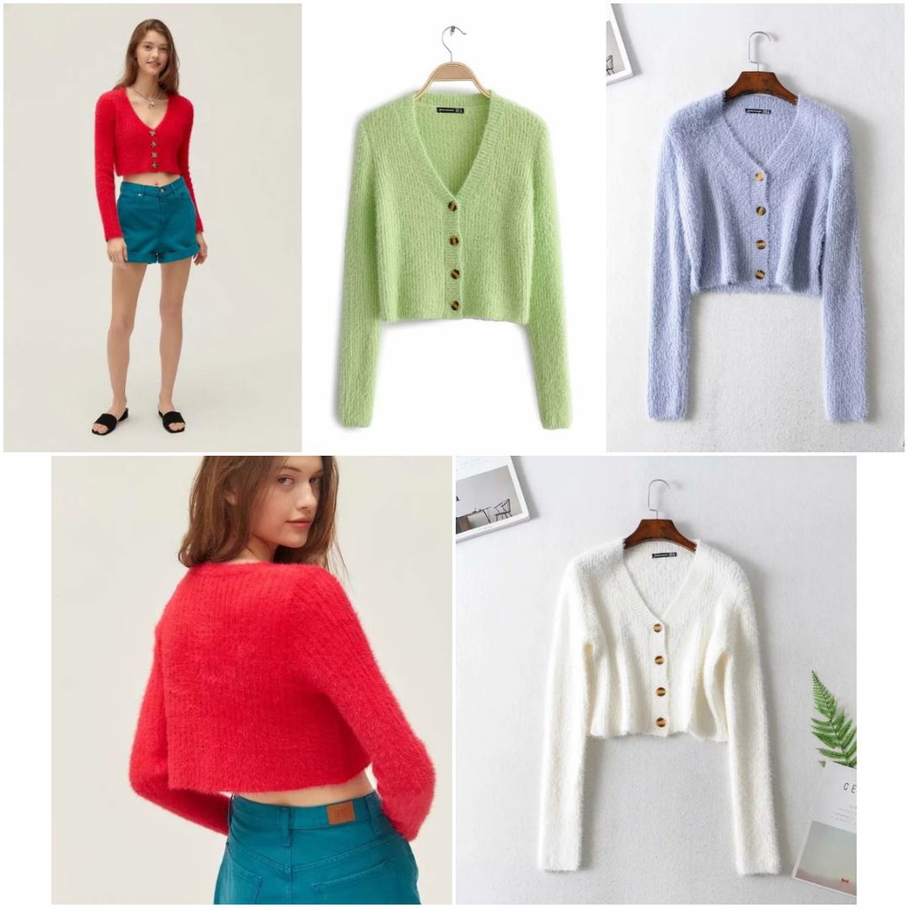 (REAL PIC) A052251 LUARAN FASHION CEWEK KOREA CROP CARDIGAN BULU HALUS KANCING GAUL SOFT FUR BUTTON 