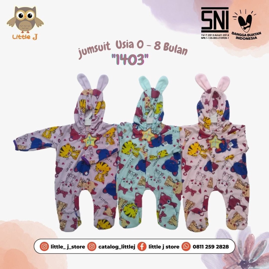 jumsuit tutup kaki LITTLE J motif KITTEN kode 03