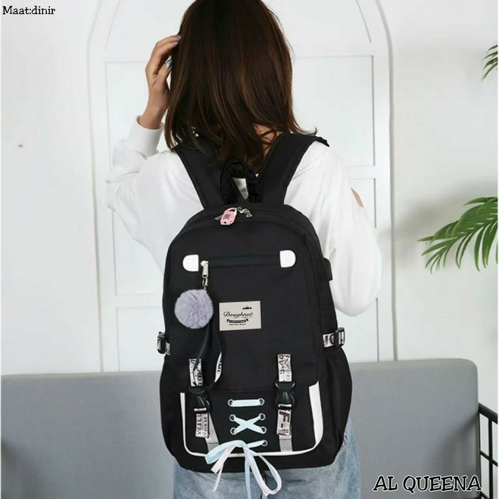 PTS - Ransel Korea Ransel Remaja Tas Korea Perempuan ( TIDAK DENGAN POM POM &amp; GANTUNGAN ) Tas Sekolah