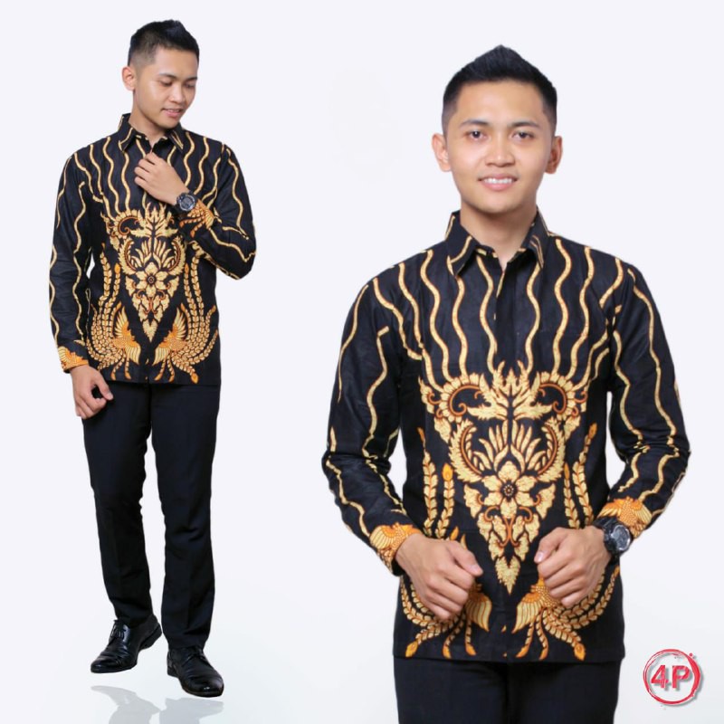 BSWART BATIK HRB026 Kenongo Hem Pendek Padi Pekalongan M L XL Batik Pria MURAH