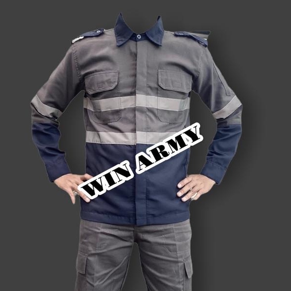 Seragam safety - Katelpak Wearpack - Atasan Safety Kombinasi 2 Warna -  Kemeja two tone - Baju Safety Lengan Panjang