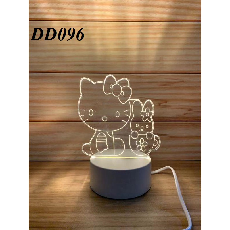 Lampu Tidur DD 096 Lampu Hias 3D Transparan Akrilik 3 Warna Tema Kartun DD 096