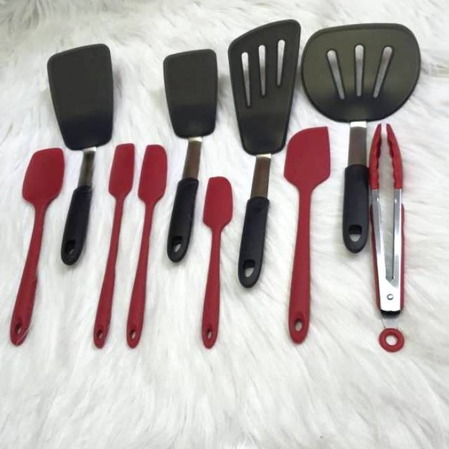 Set spatula 10 tunner sutil tanpa sambungan tahan panas food grade tebal dan lentur solet sodet