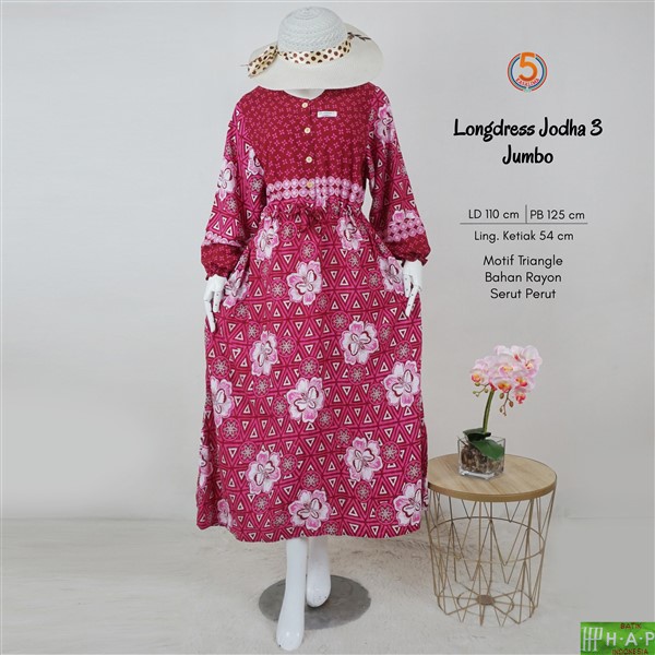 Longdress HAP Jodha 3 Jumbo Busui Rayon Adem Nyaman Kekinian