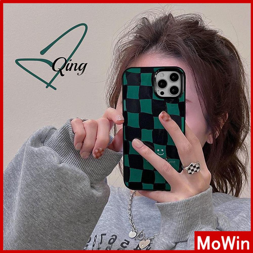 iPhone Case Silicone Soft Case TPU Candy Case Black Glossy Big Hole Camera Protection Shockproof Green Checkered For iPhone 13 Pro Max iPhone 12 Pro Max iPhone 11 Pro Max 7 Plus