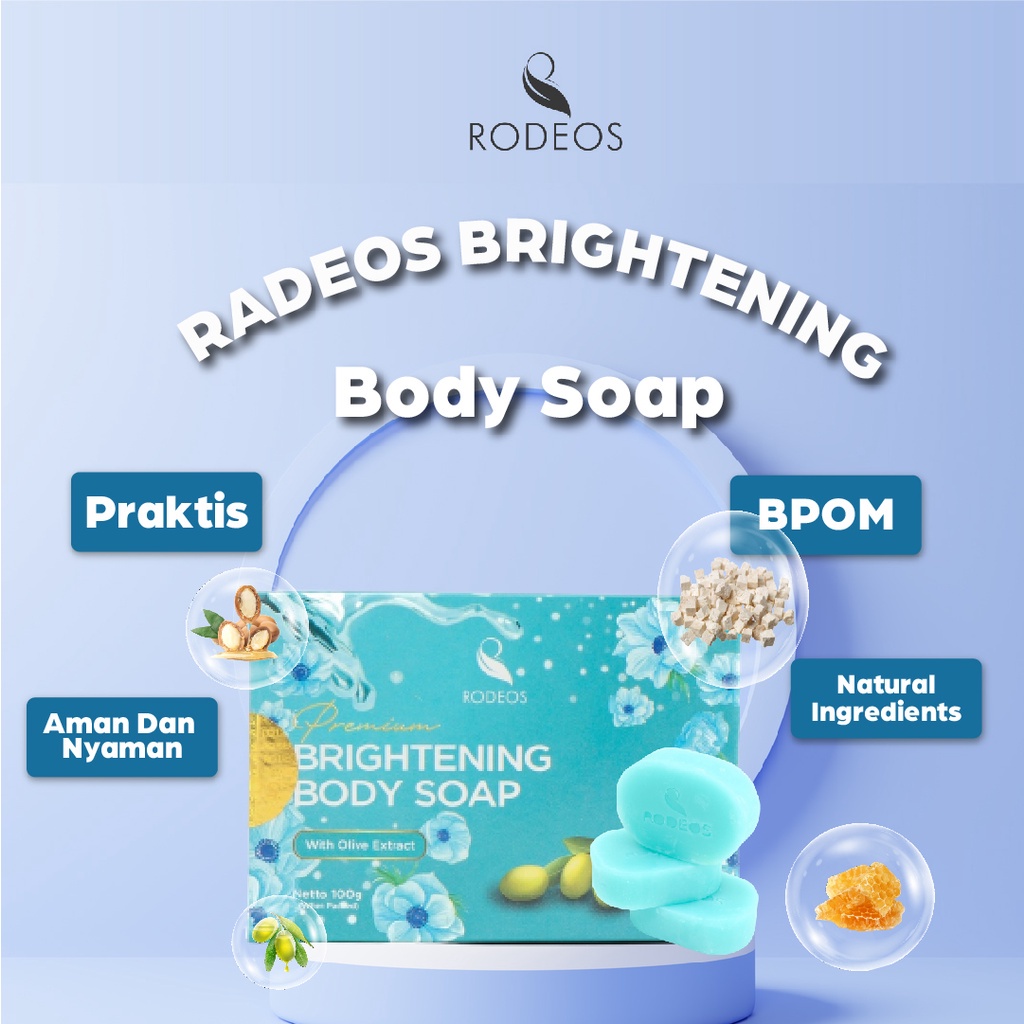 Rodeos Premium Brightening Body Soap Honey - Sabun Badan Pencerah Pembersih Pelembab Kulit - Atasi Garis Halus dan Keriput