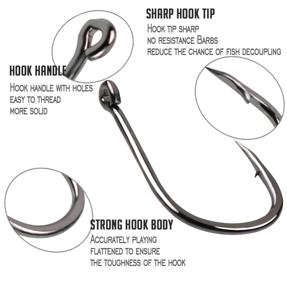 500Pcs/Box Circle Barb High Carbon Steel Silver Fish Hook  for Outdoor Wild Fishing Night Fishing
