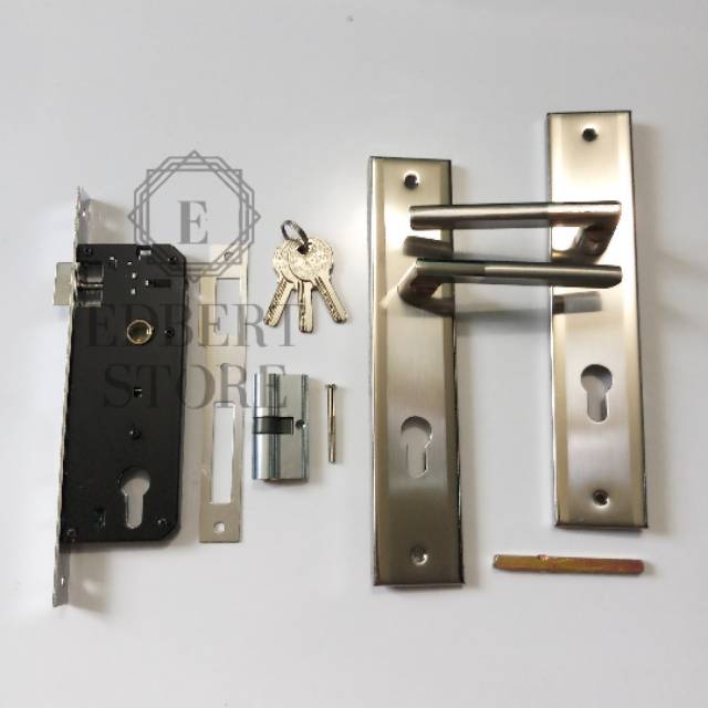 HANDLE SET KUNCI PINTU RUMAH MINIMALIS KOTAK SAMPING PUTIH BESAR