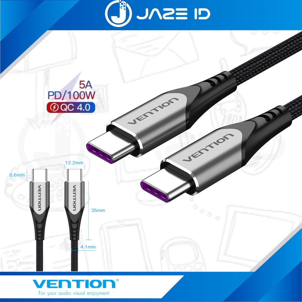 Vention Kabel USB Braided Type C TO C PD 5A Fast Charge QC4.0 100W 2M