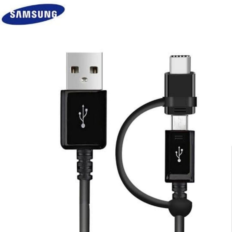 Kabel Data Kabel Charger 2 in 1 Samsung Galaxy Micro USB Type C Fast Charging ORIGINAL