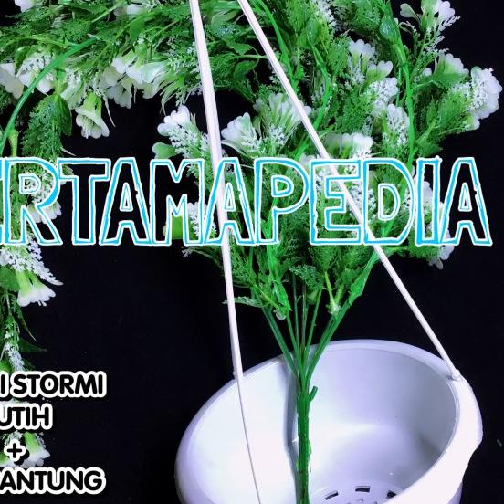 ☃ Bunga Plastik /Daun Rambat Plastik/ Busa Bunga/ Stormi Putih - Putih ➹