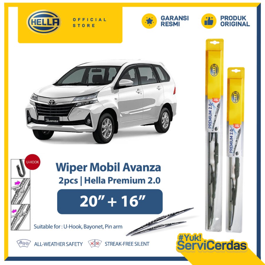 Wiper Mobil TOYOTA Avanza (2004-2011)  20” + 16” (2pcs) - HELLA Premium 2.0