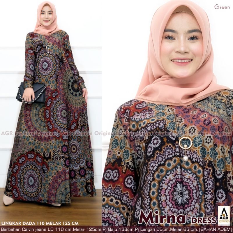 Mirna Dress Maxy Gamis Calvin Jeans Gamis Muslim Jumbo Wanita XXL LD 110 Bahan Calvin Jeans Non Busu