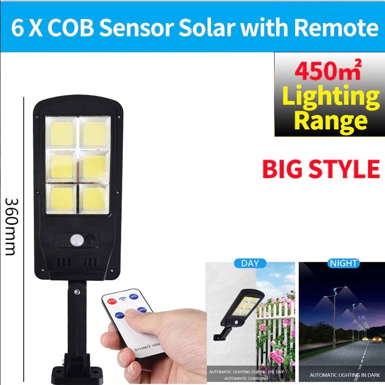 TaffLED Lampu Solar Panel Sensor Gerak PIR Outdoor Waterproof 120 COB 6 Lights with Remote Control - PL216