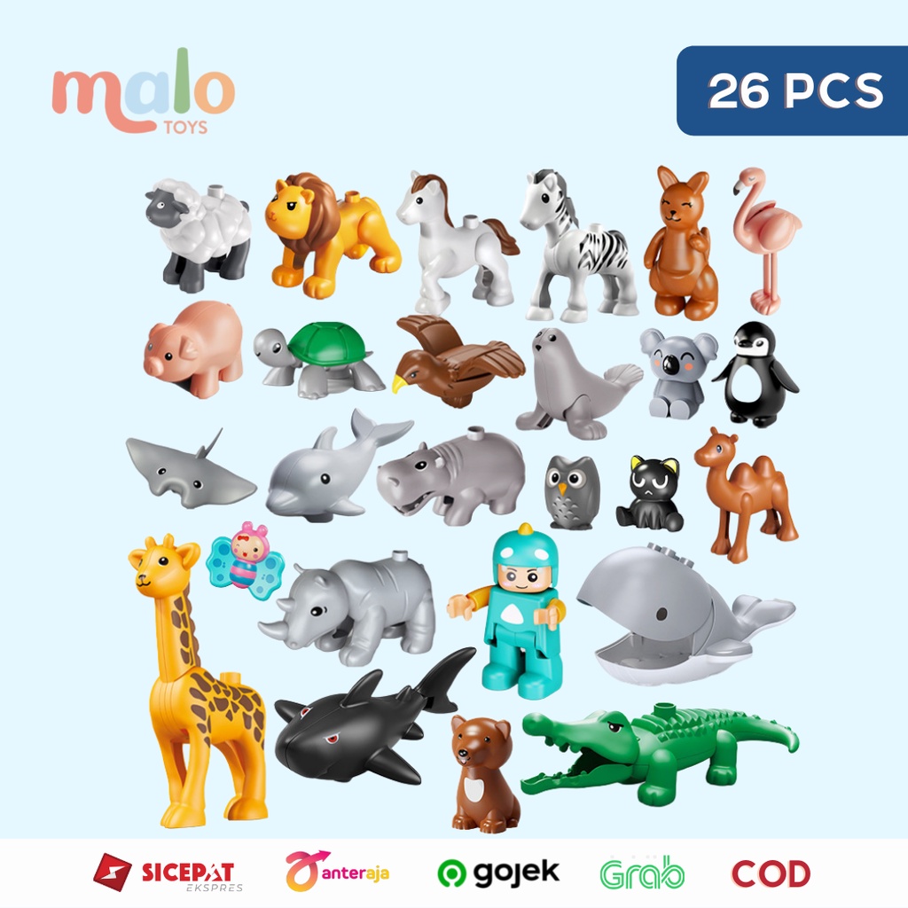MALOTOYS - Feelo Animal Figurine Bricks 26pcs Building Blocks Binatang Hewan 26 pcs Mainan Anak Bric