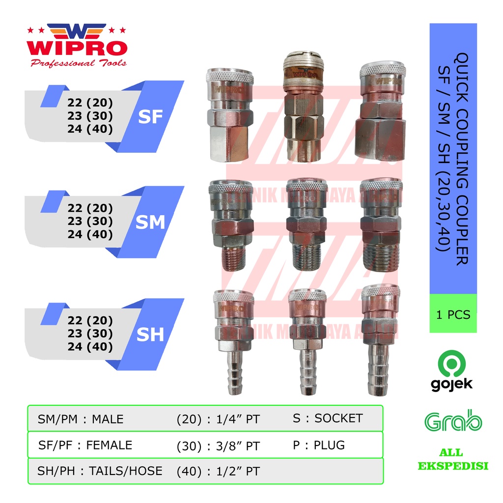 WIPRO Quick Coupler Coupling Sambungan Selang Angin SF SM SH(20/30/40)