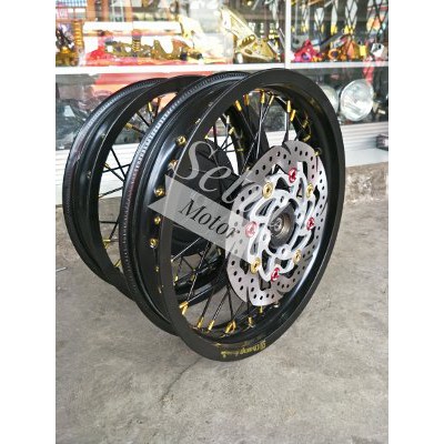 Velg Sepaket Ring 14 Tapak Lebar Yamaha Xride   Mio   Soul   Mio J   Velg 215 250 Tromol Hitam Cakr