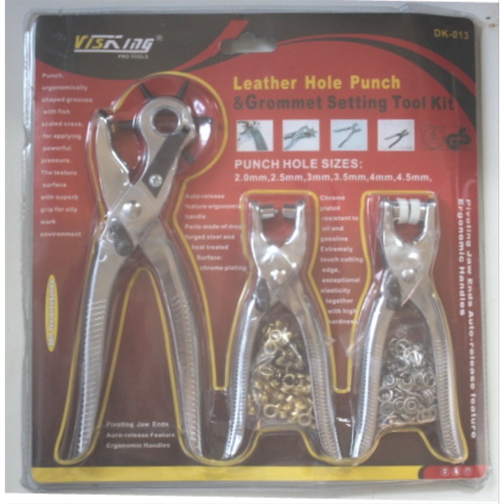 

Alat Pembolong Sabuk Gesper Tali Jam Kertas Plus Mata Itik 3 Model Leather Hole Punch - Visking