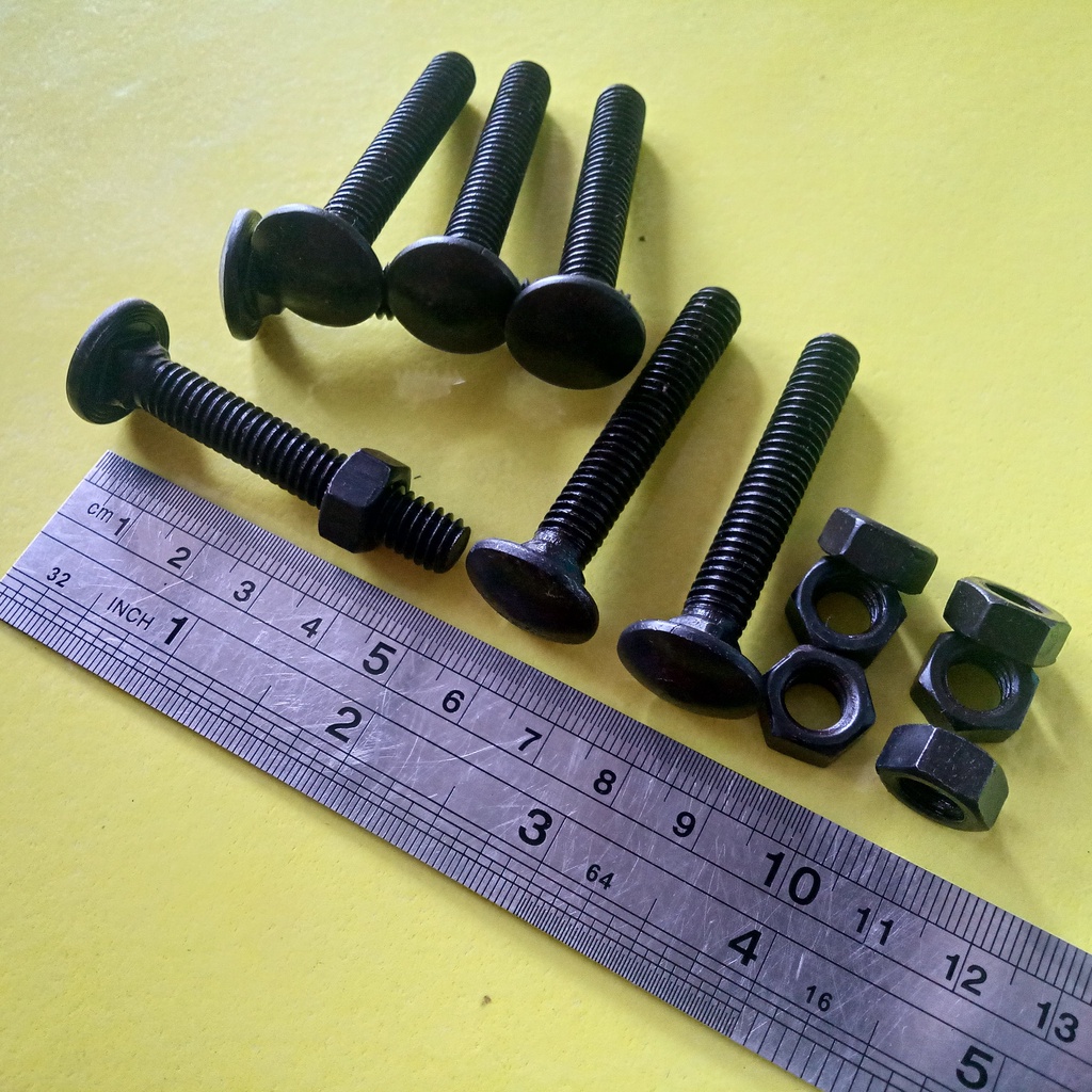 BAUT MUR CB 5/16 x 2" INCHI / BAUT M8 PANJANG 5CM / BAUT 13 KUNCI 13 HITAM BAUT PAYUNG BUMPER CARRIG