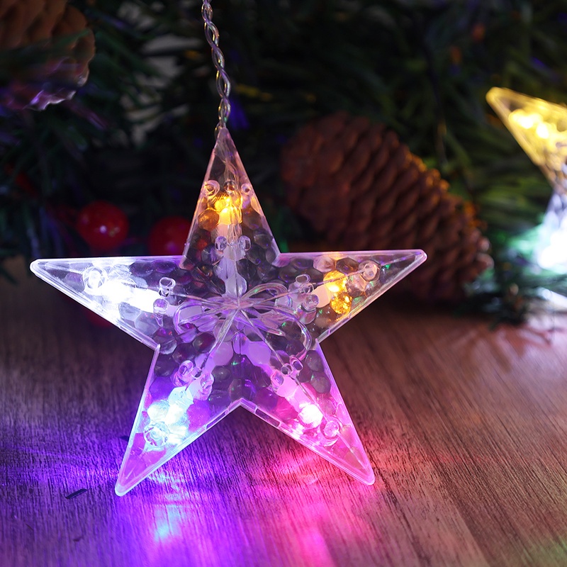 Indoor Outdoor Christmas LED String Lights/ 2.5M Star Shaped Curtain Light Garland