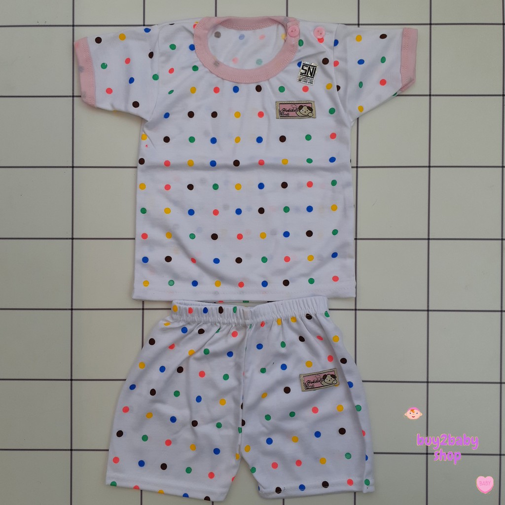 Setelan kaos pendek celana pendek bayi motif Polkadot warna Hokiku 0-3 Bulan 1 PCS