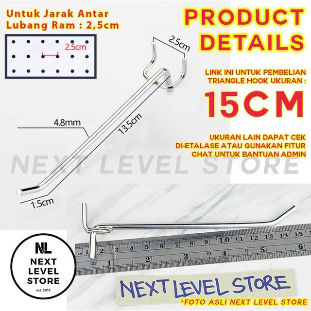 Triangle Hook Ram Tripod 15 CM Display Besi Stainless TEBAL 4.8mm 5mm