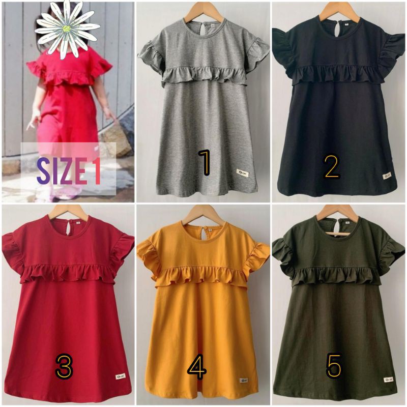 dres ruffle anak dres rumbai anak dres kaos anak