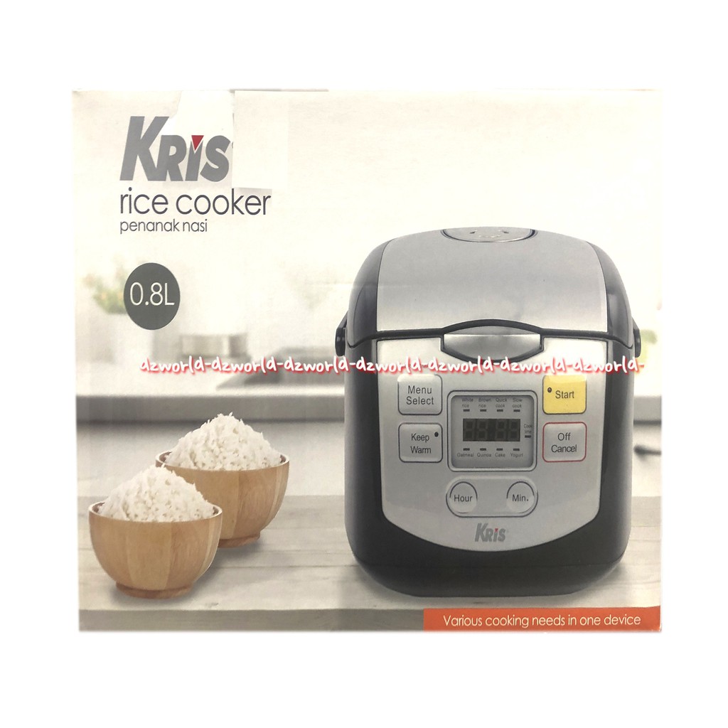 Kris Rice Cooker Otomatis Black 0.8L Penanak Nasi Bubur Digital Warna Hitam tombol Digital Krischef Ricecooker 800ml