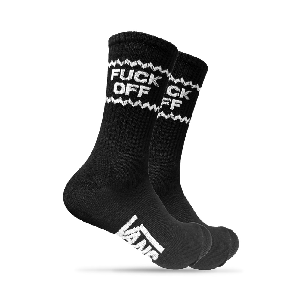 Kaos Kaki Oldschool - Kaos Kaki Motif Fvck Off Hitam - The Muds Official