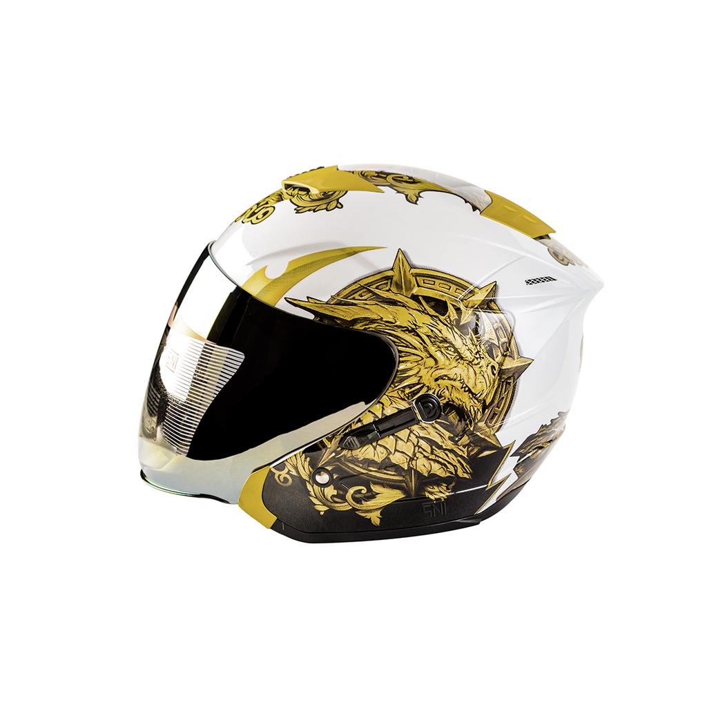 Helm KM7 dragon white gold double visor SNI sevenking