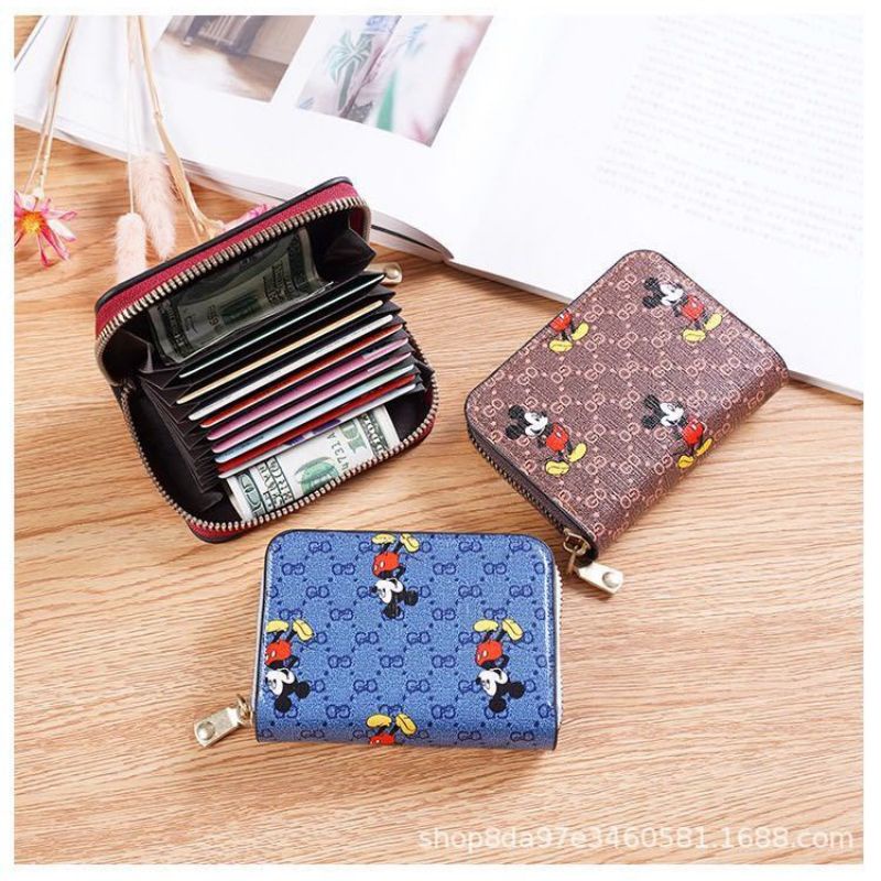 Dompet Kartu Wanita Motif Mickey Mouse Lucu Bahan Halus Murah Grosir D300