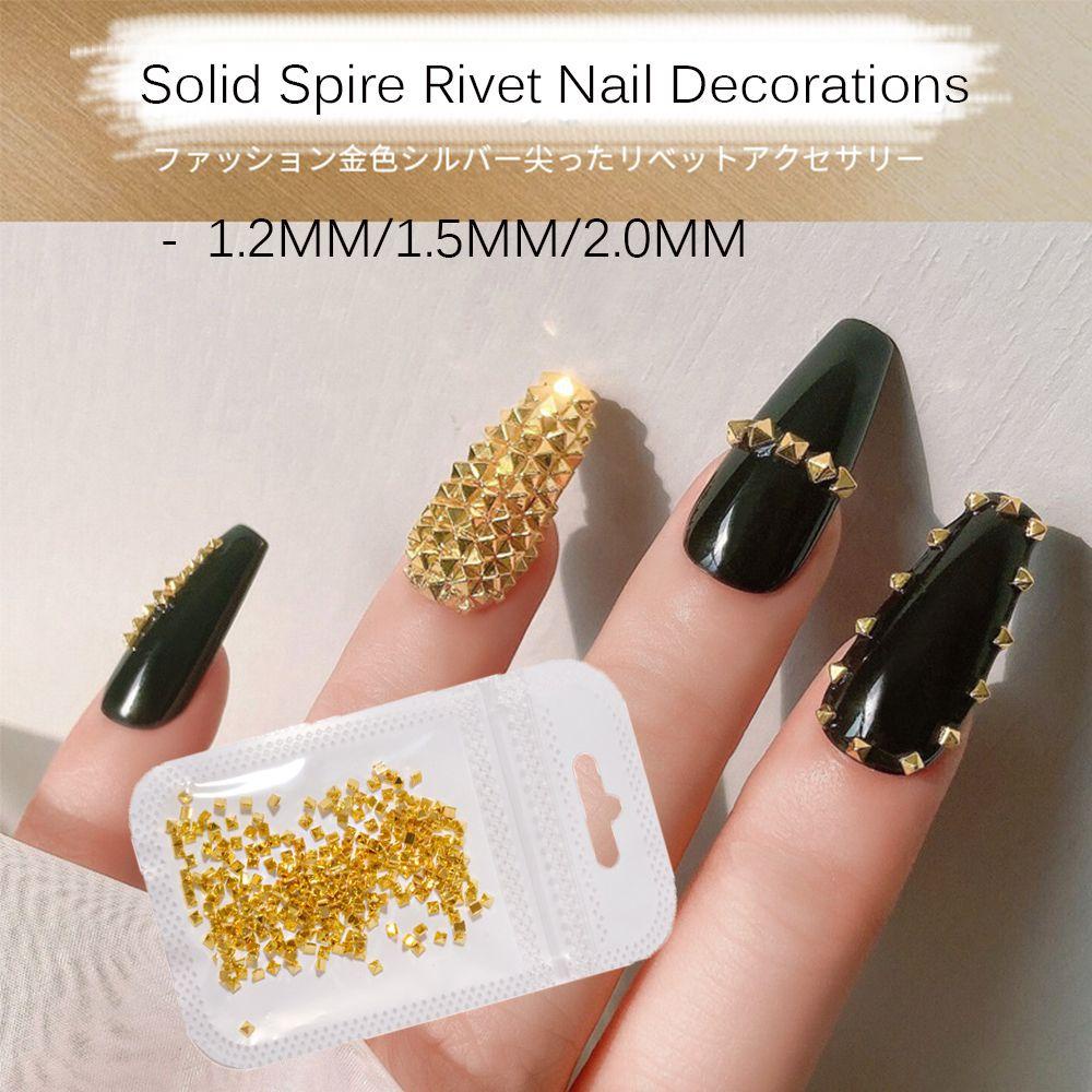 Preva 200Pcs / Kantong Hiasan Kuku 3D DIY Bahan Metal Untuk Nail Art