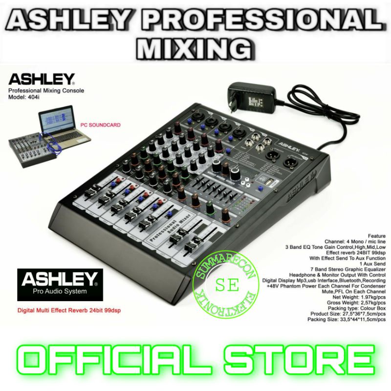 mixer audio 4 channel original ashley mixing 404i usb bluetooth recording soundcard