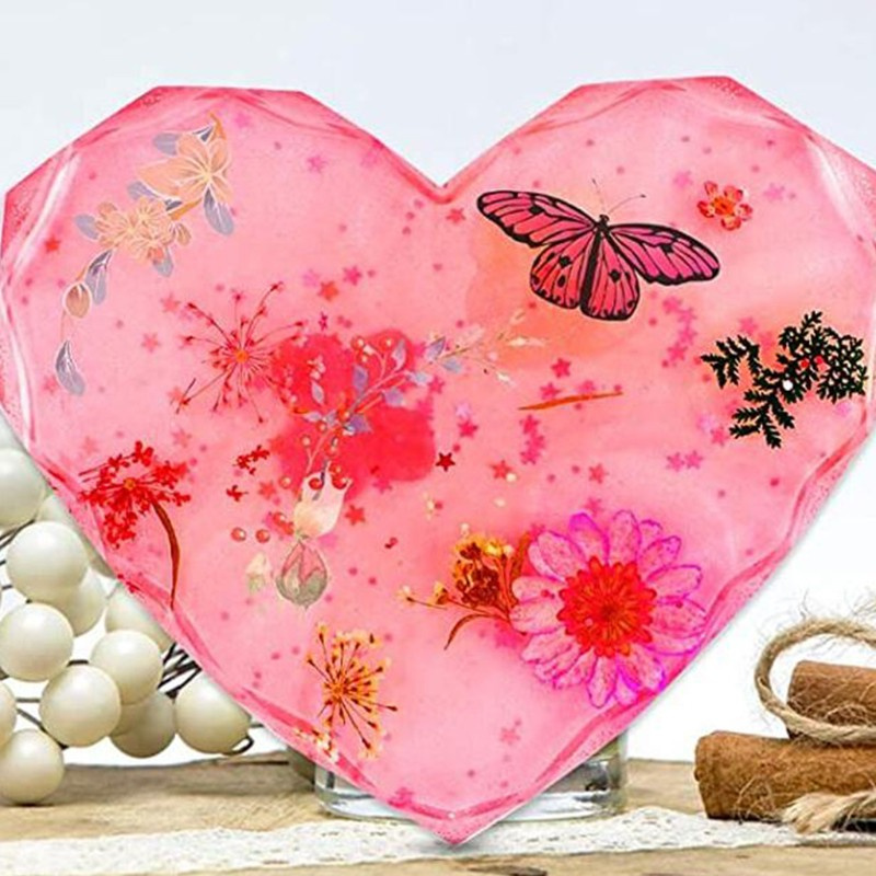 Glitter 6 PCS Heart-shaped Round Coaster Epoxy Molds Resin Casting Molds for Craft Making Agate Slice Coasters Cup Mats